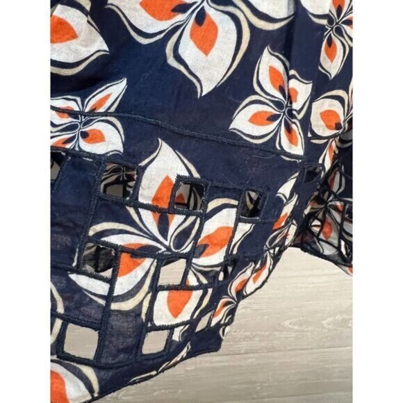 Ann‎ Taylor Navy and Orange Floral Skirt Size 0 - Picture 6 of 7